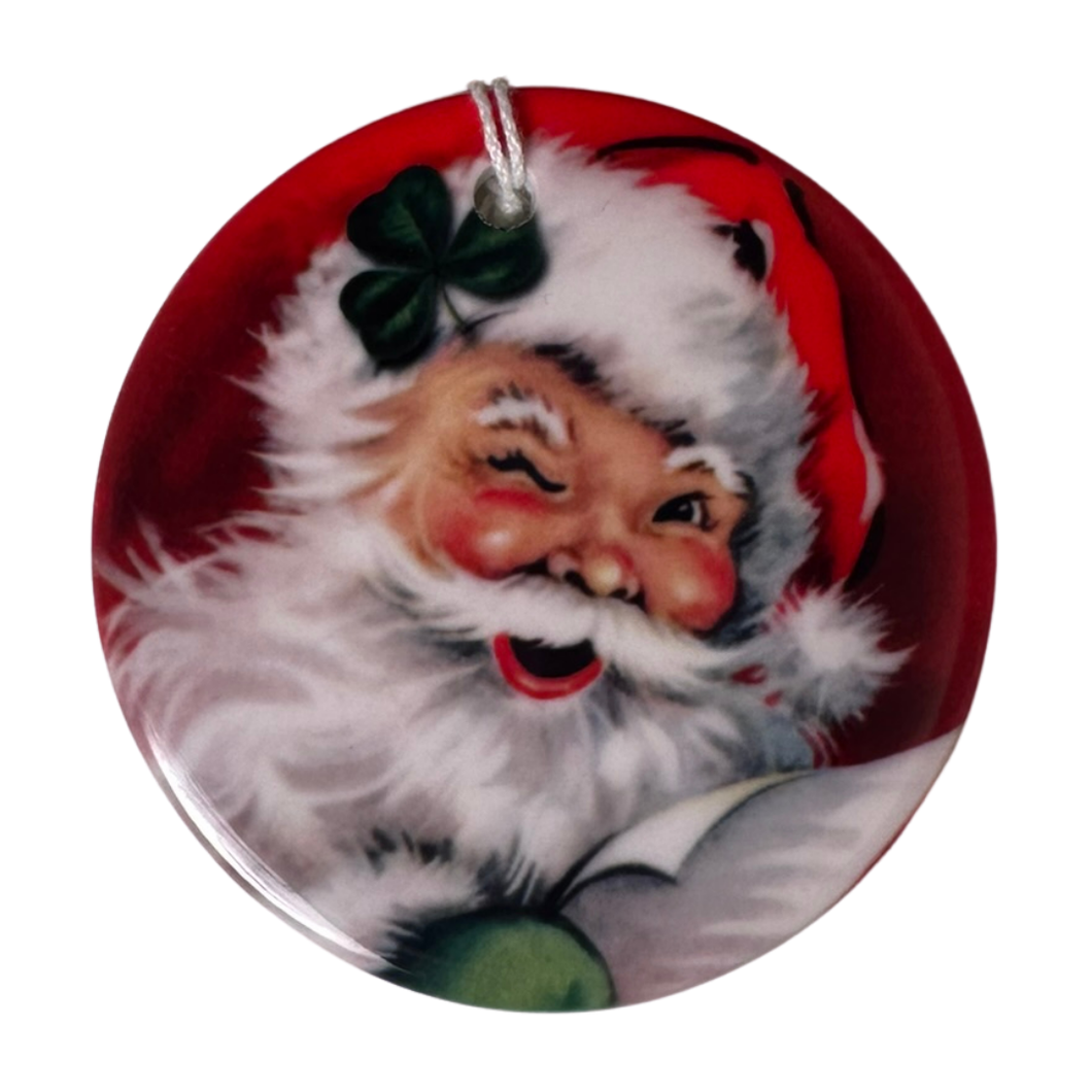 Winking Irish Santa Ornament