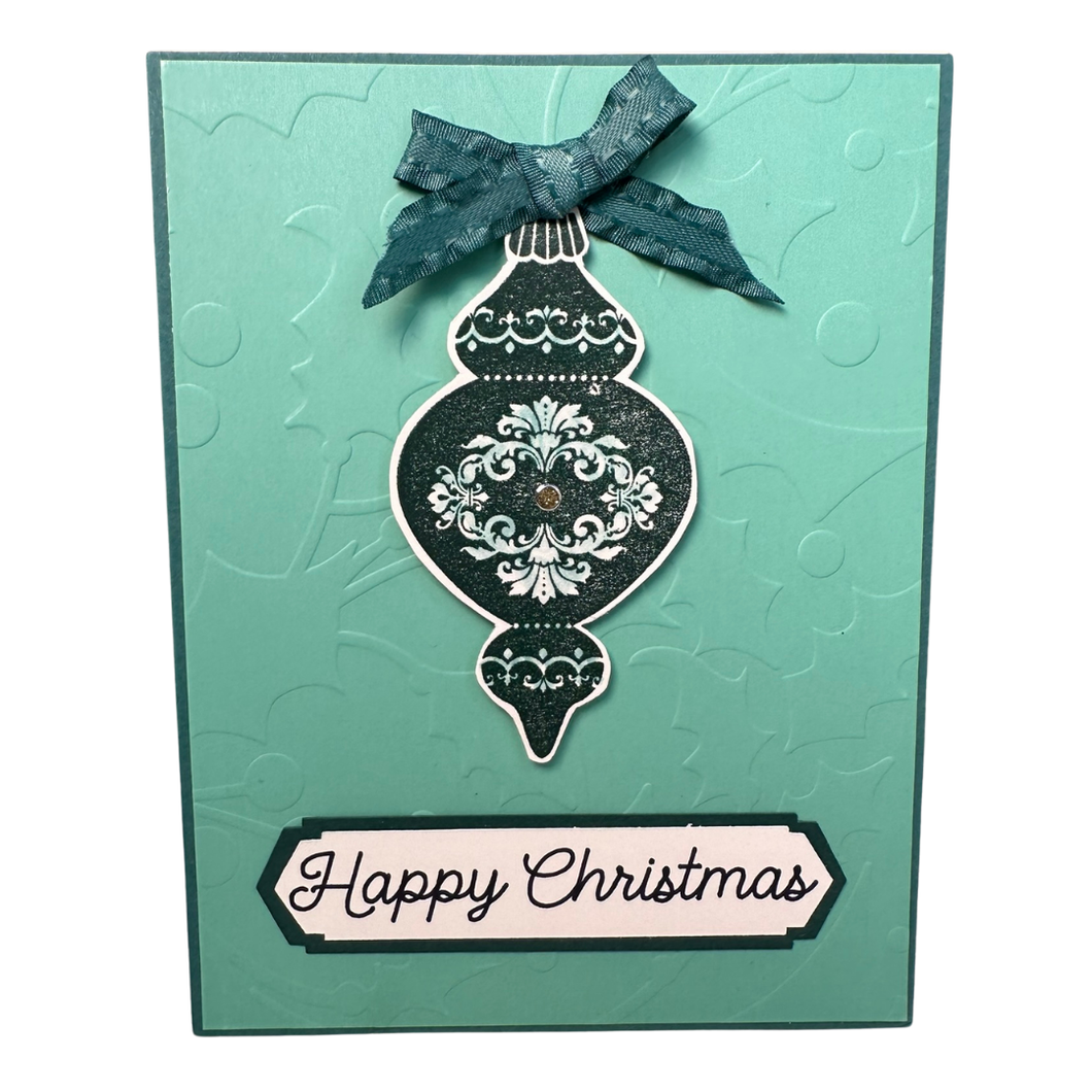 Green Happy Christmas with Long Green Ornament