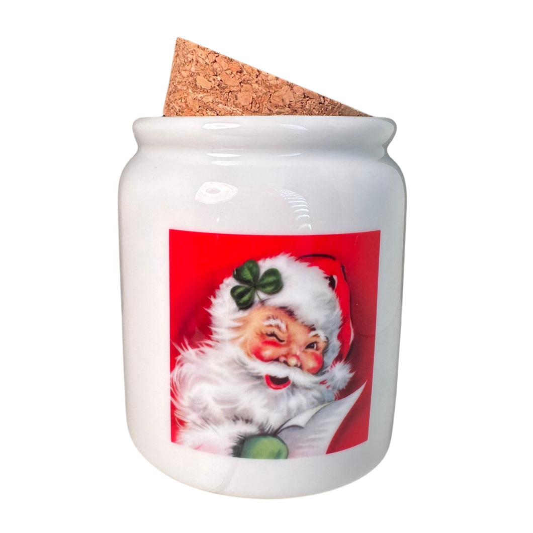 Winking Irish Santa Candy Jar