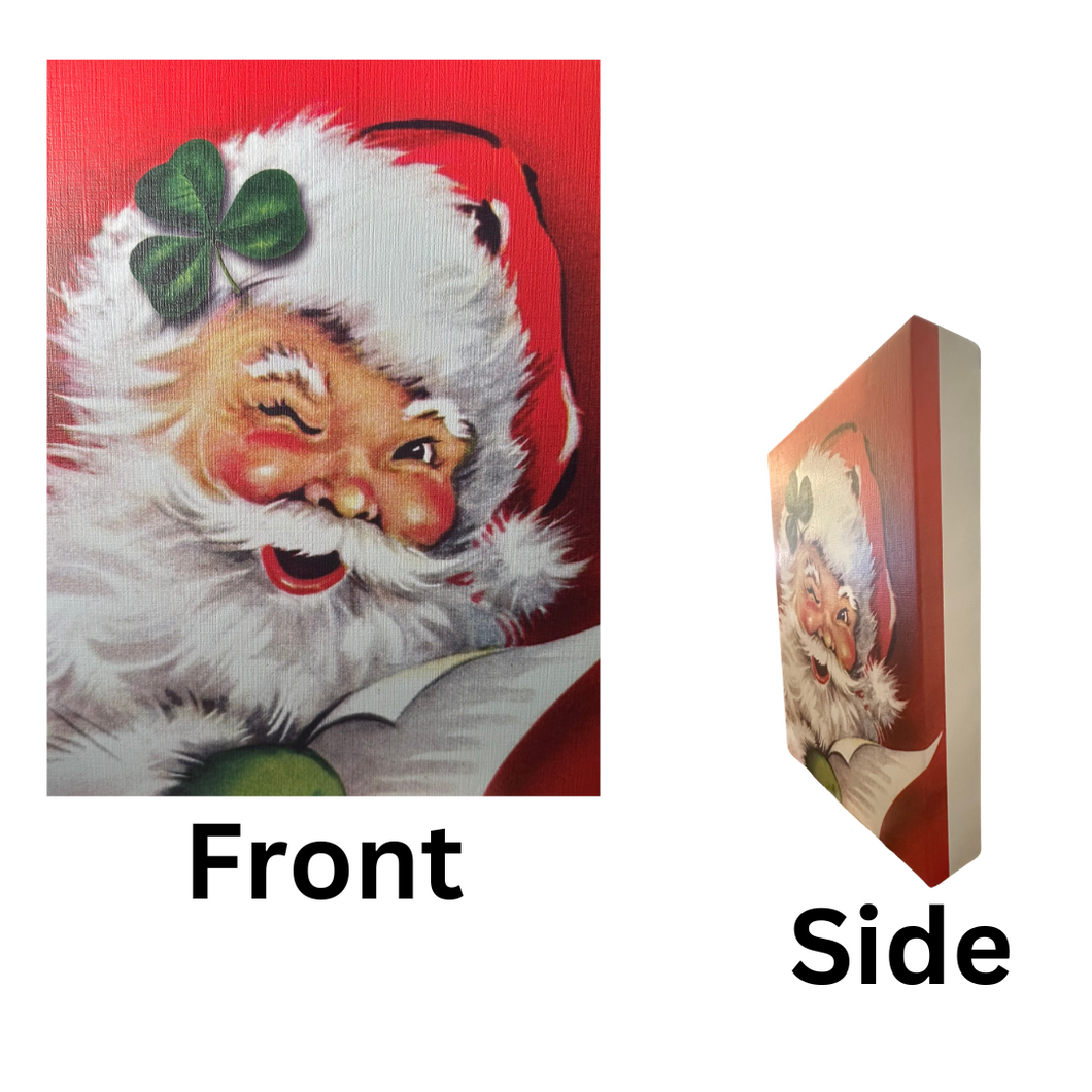 Winking Irish Santa Wrapped Canvas