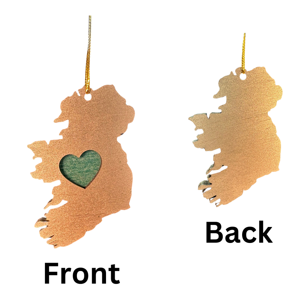 Gold Colored Map of Ireland Wooden Ornament