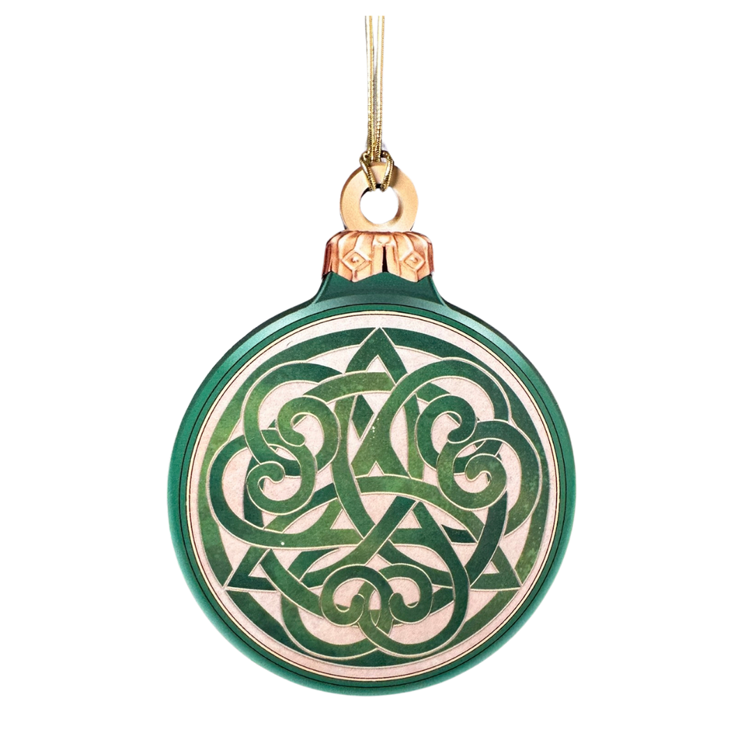 Green Celtic Knot Flat Ball Ornament