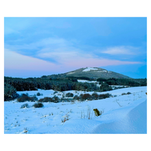 Load image into Gallery viewer, Sunset on a Green Snowy Mountain Christmas Landscape Card
