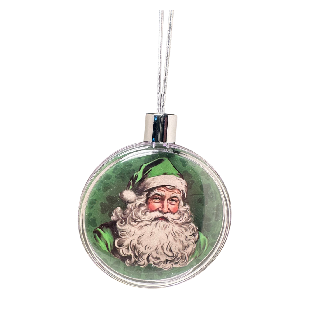 Irish Santa Small Green Hanging Ball Ornament