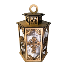 Load image into Gallery viewer, Celtic Wooden Lantern with Lighted Angel Statue
