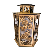 Load image into Gallery viewer, Celtic Wooden Lantern with Lighted Angel Statue
