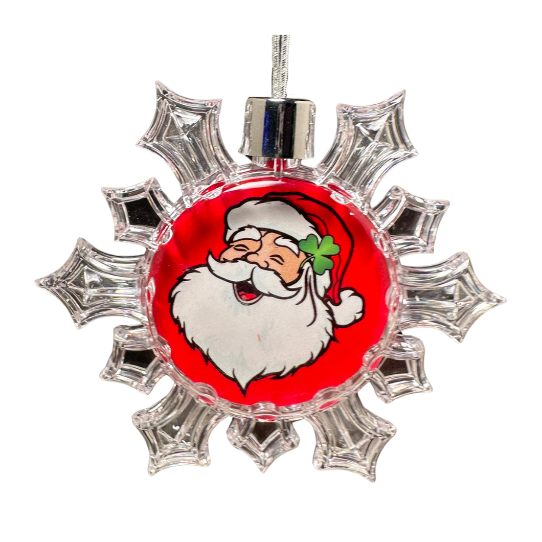 Santa with Closed Eyes Small Snowflake Ornament