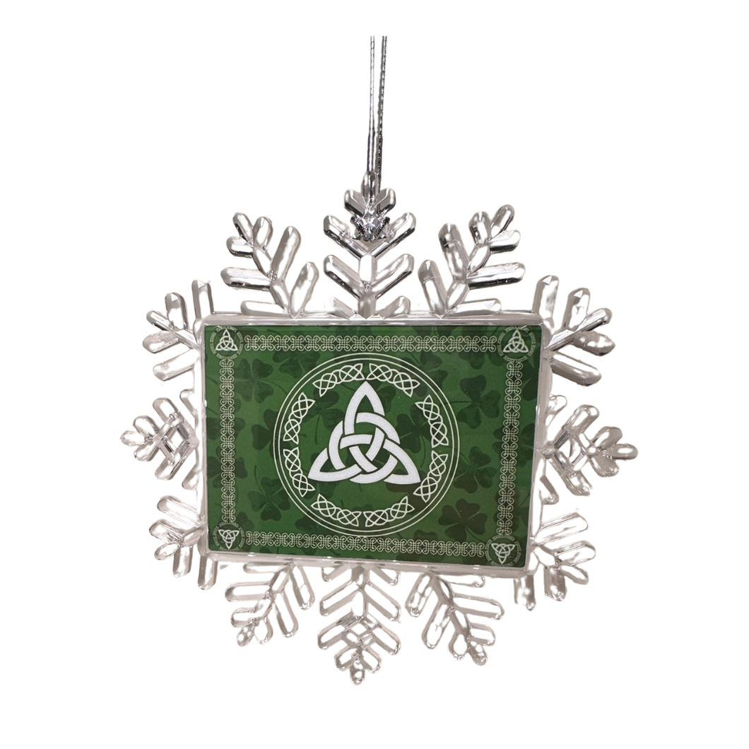 Green Trinity Knot Large Snowflake Ornament