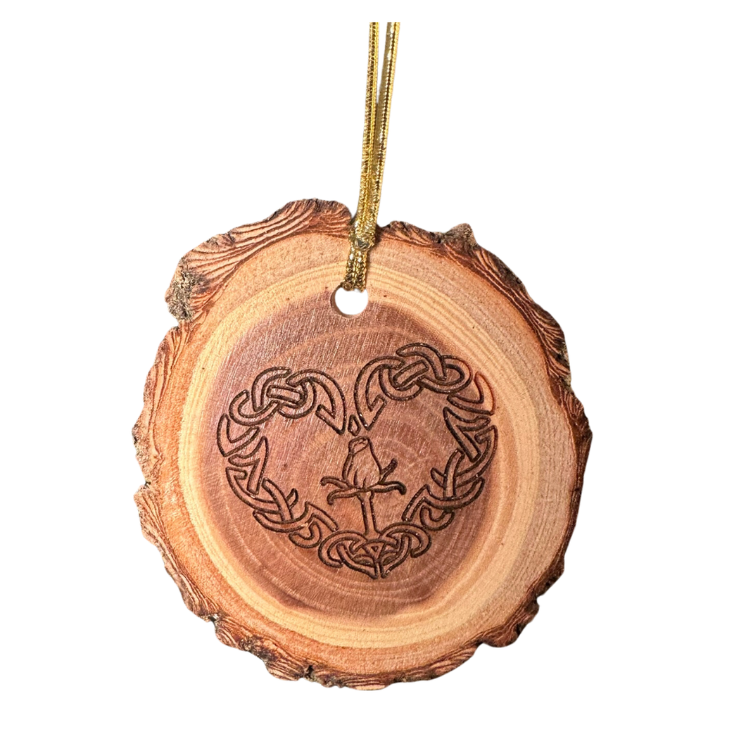 Rose within Celtic Knot Heart Branch Cutting Ornament