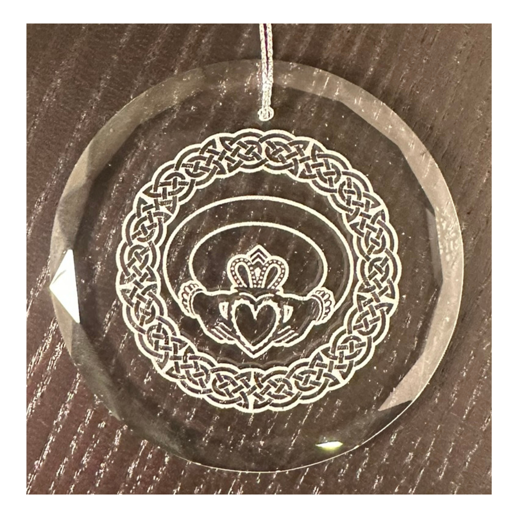 Claddagh with Celtic Knot Wreath Glass Ornament