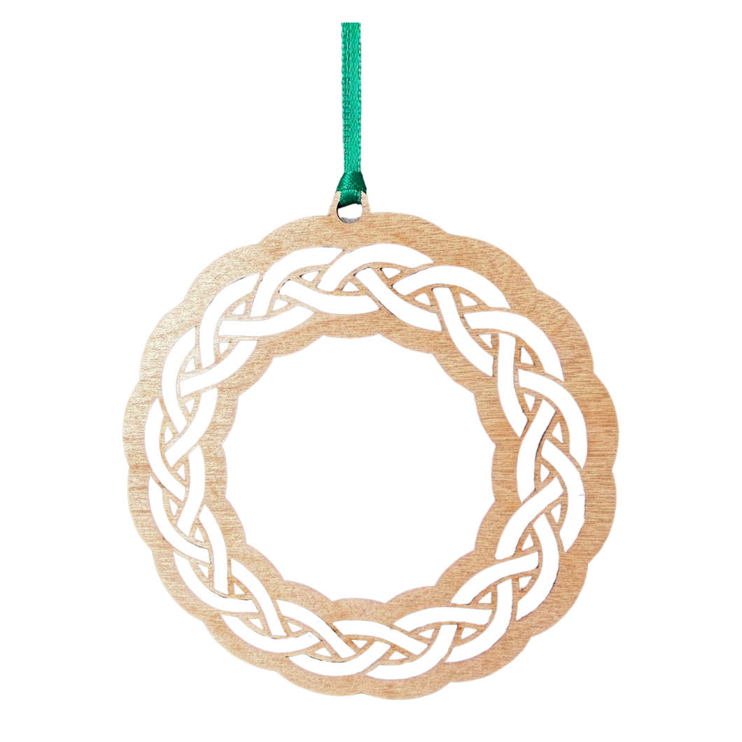 Celtic Knot Wreath Wooden Ornament