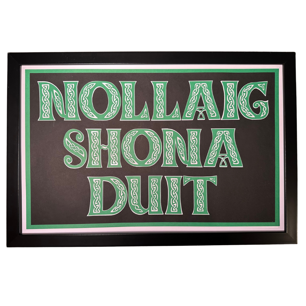 12x18 Framed Green Nollaig Shona Duit Print